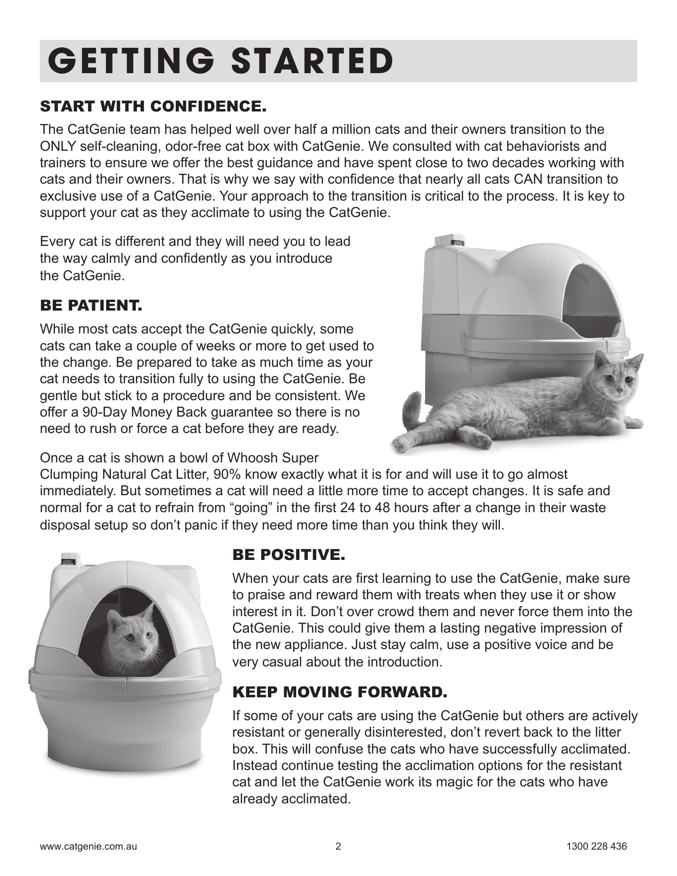 CatGenie WHOOSH Acclimation Manual page 2